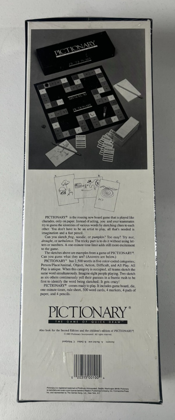 Pictionary First Edition The Game of Quick Draw Long Box 1985 VINTAGE NEW SEALED