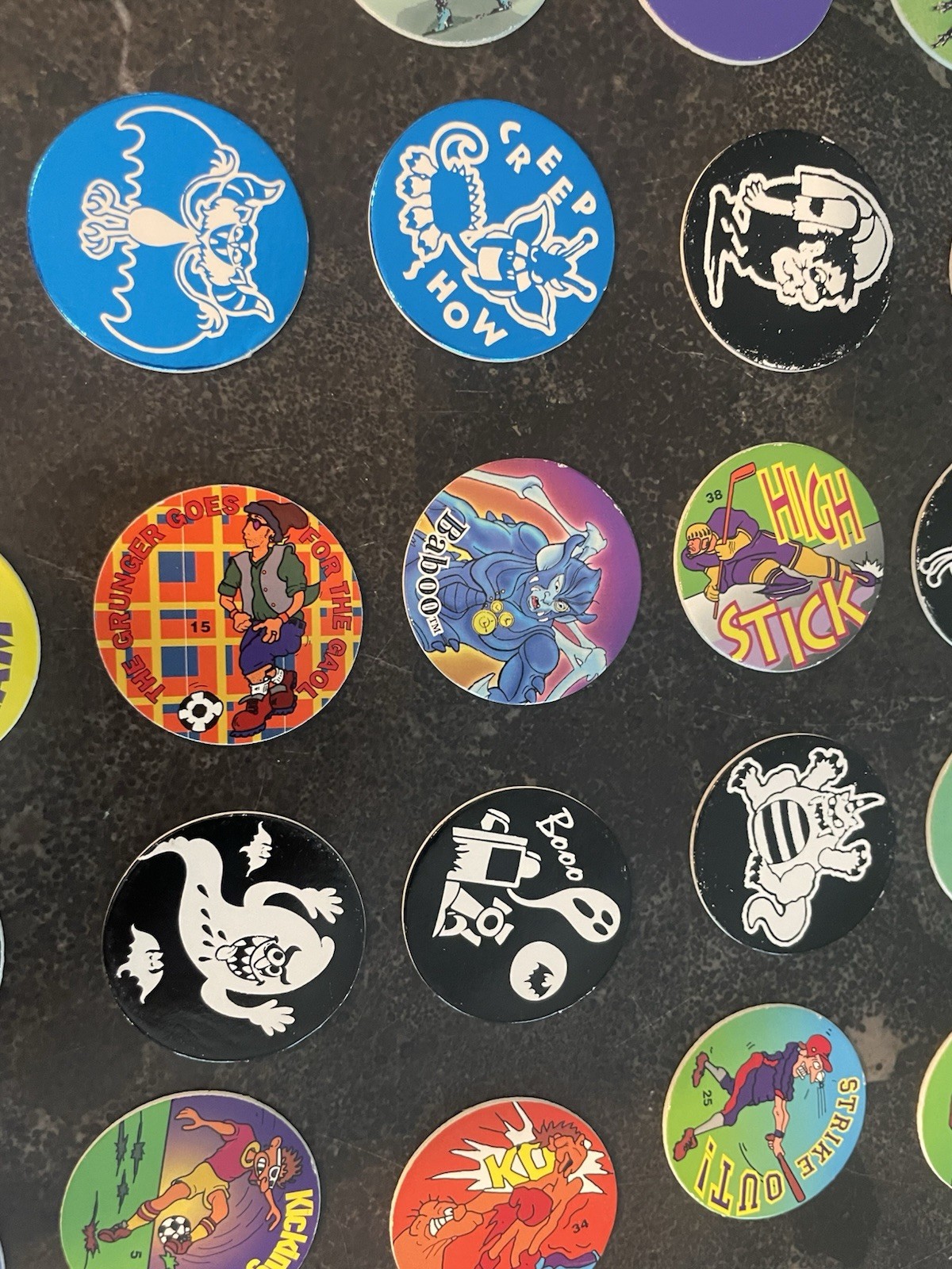 Pogs Lot of 100 Original POGs With Tube Carrying Case Vintage 1990’s