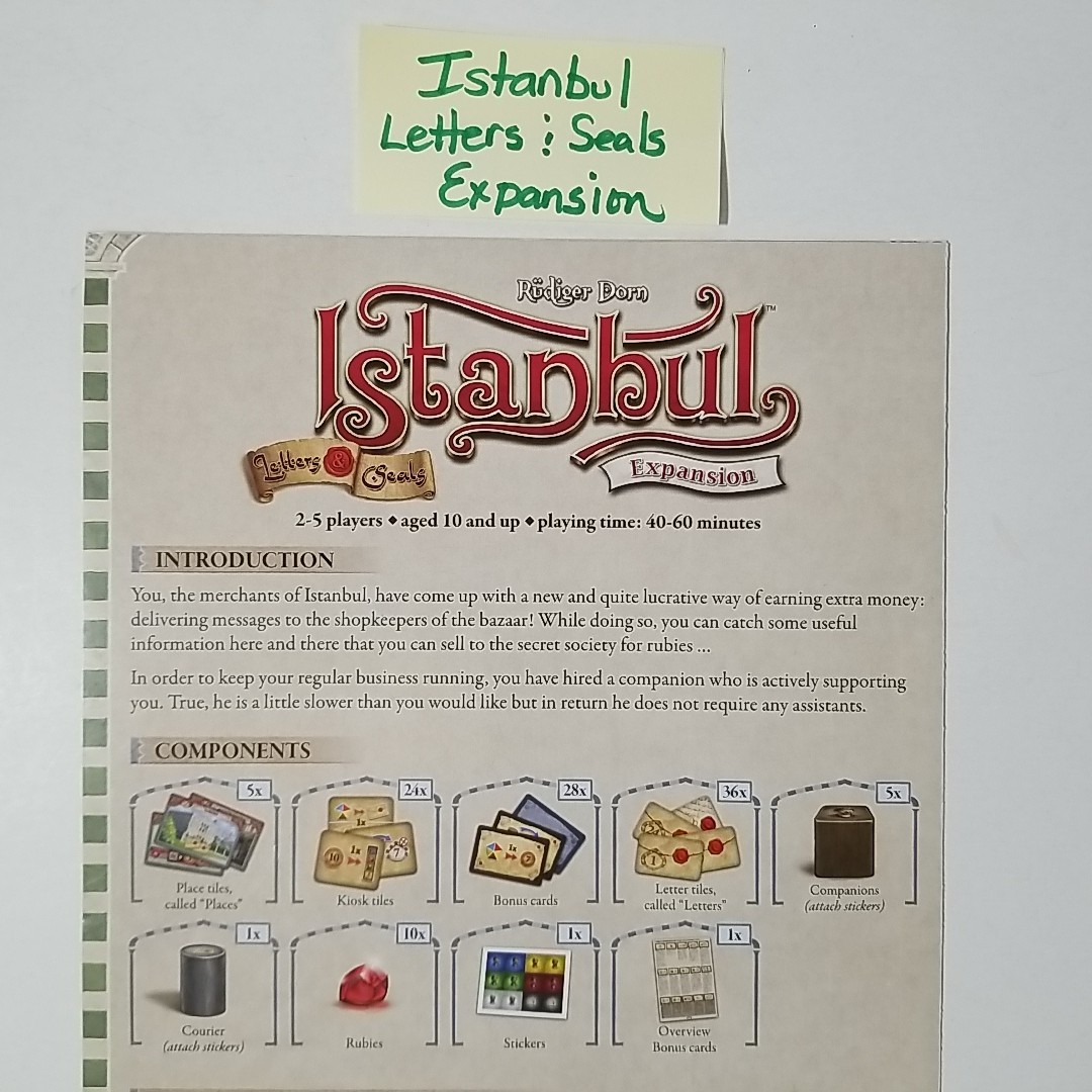 READ – ISTANBUL Base Board Game + Letters & Seals / Mocha & Basheesh Expansions