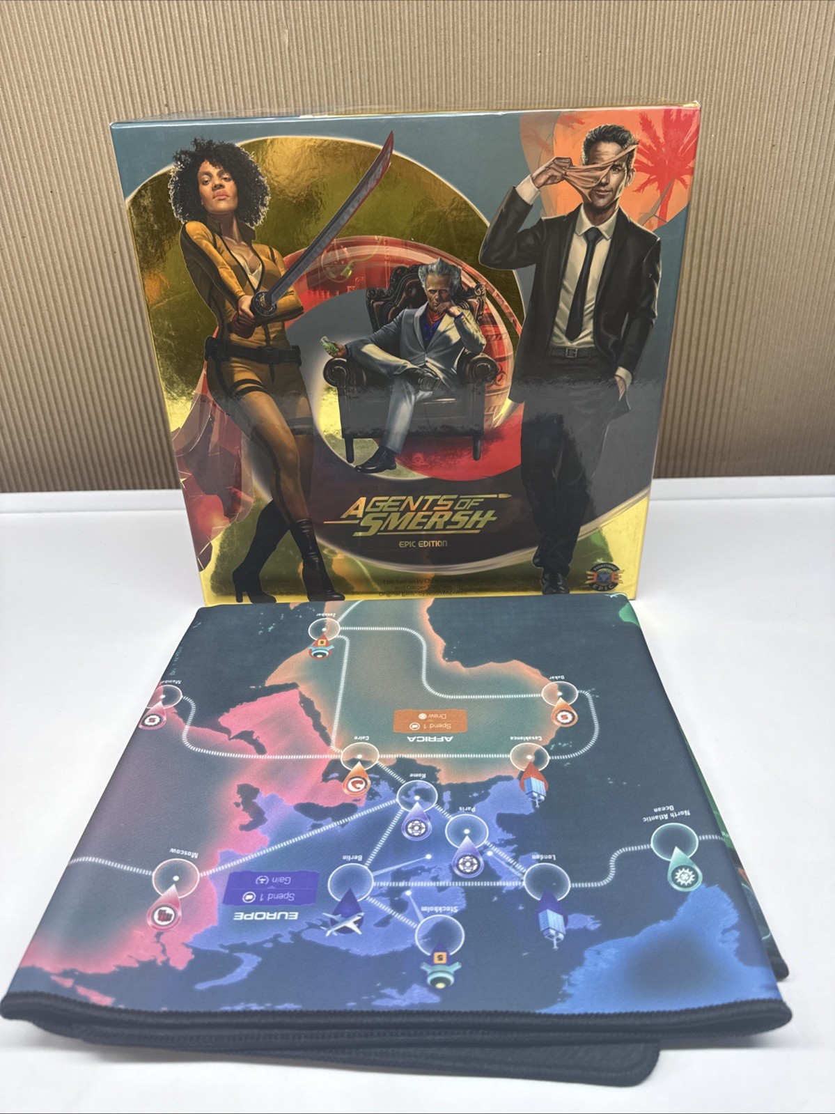 Agents of SMERSH Epic Edition Kickstarter Collector & Play mat Gold Board Game