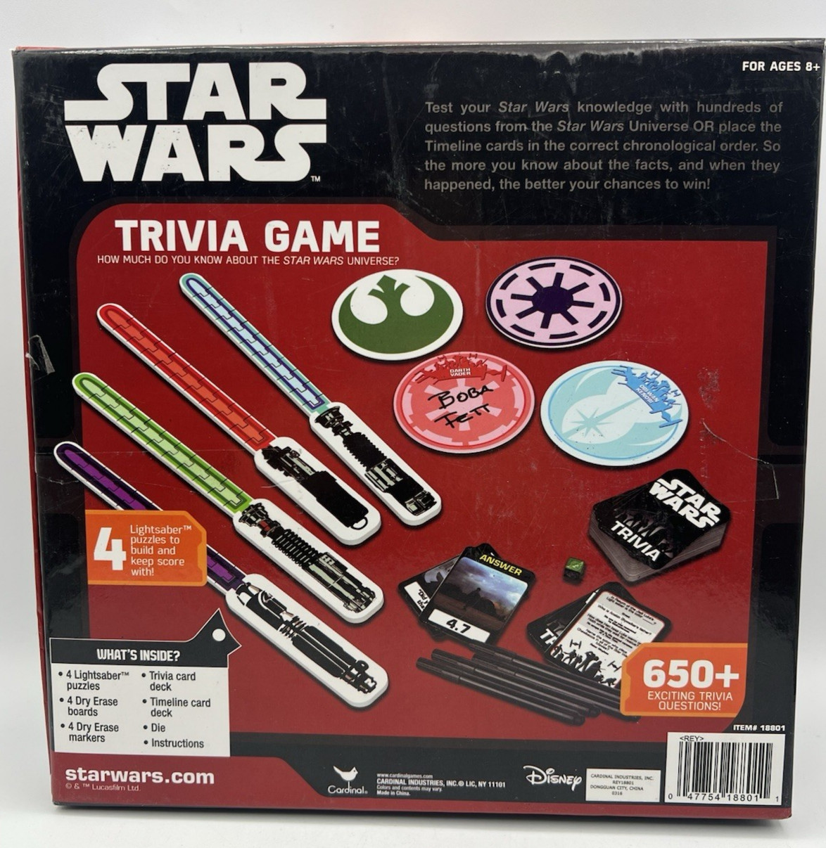 Star Wars Trivia Game Complete Disney Cardinal 650+ Questions Board Game