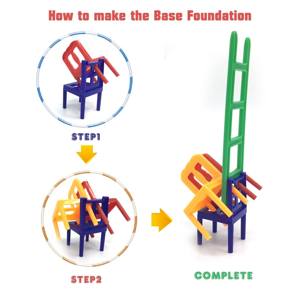 Exciting Stacking Balancing Game With 24 Chairs And 20 Ladders For All Ages