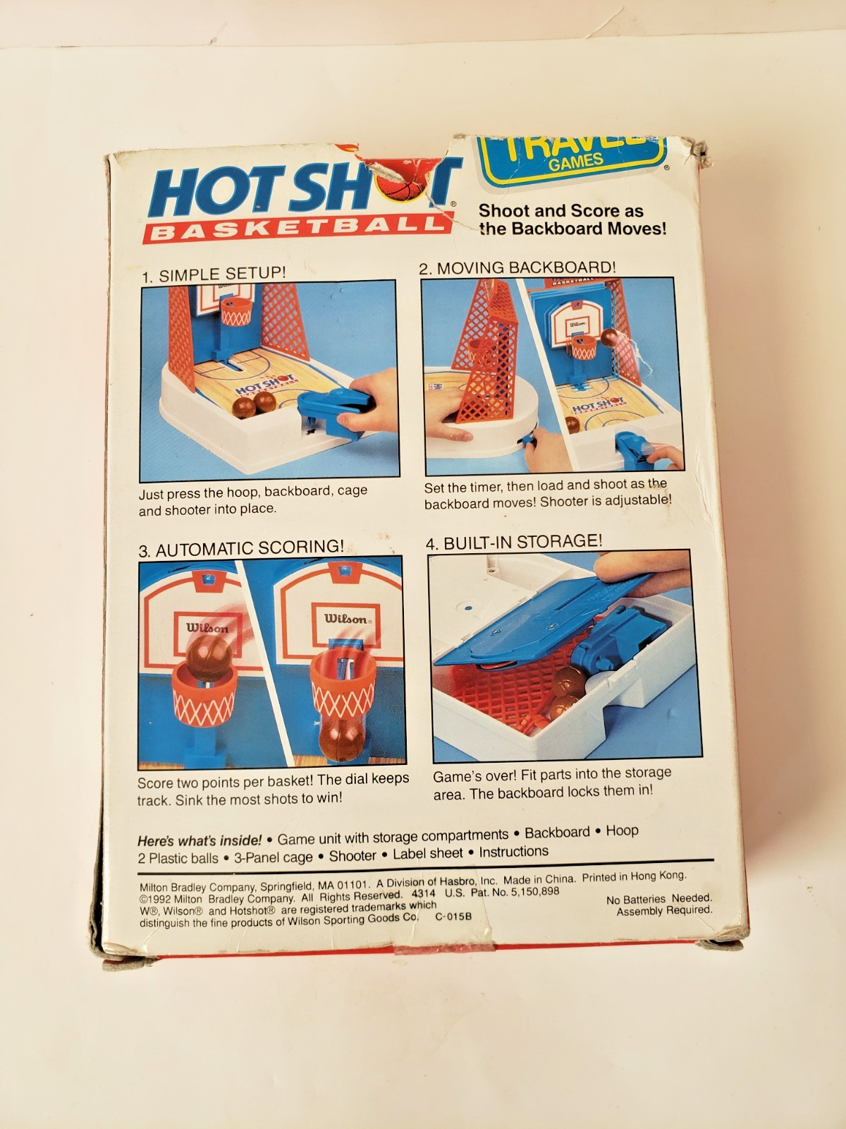 Vintage 1992 Milton Bradley Travel Hot Shot Basketball Game w/ Box