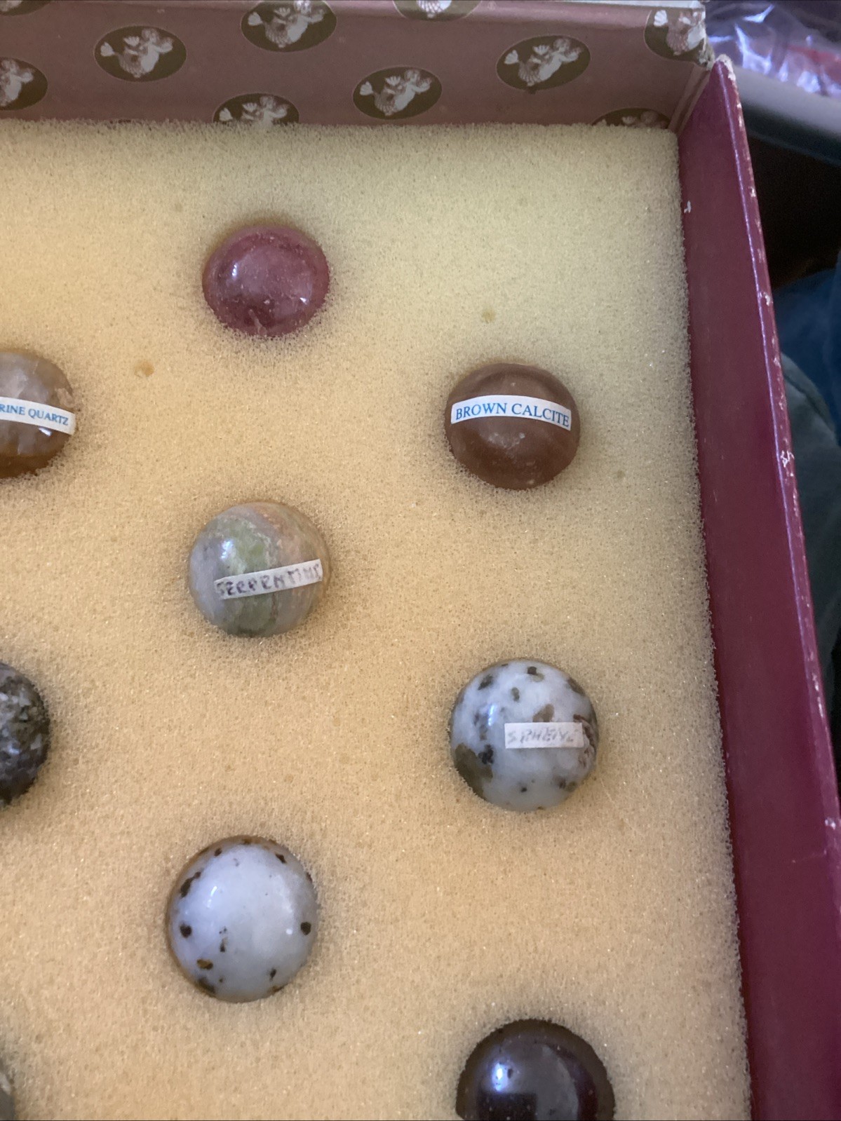 Authentic Models Semi-Precious Solitaire Game 36 Handmade Marbles In Box