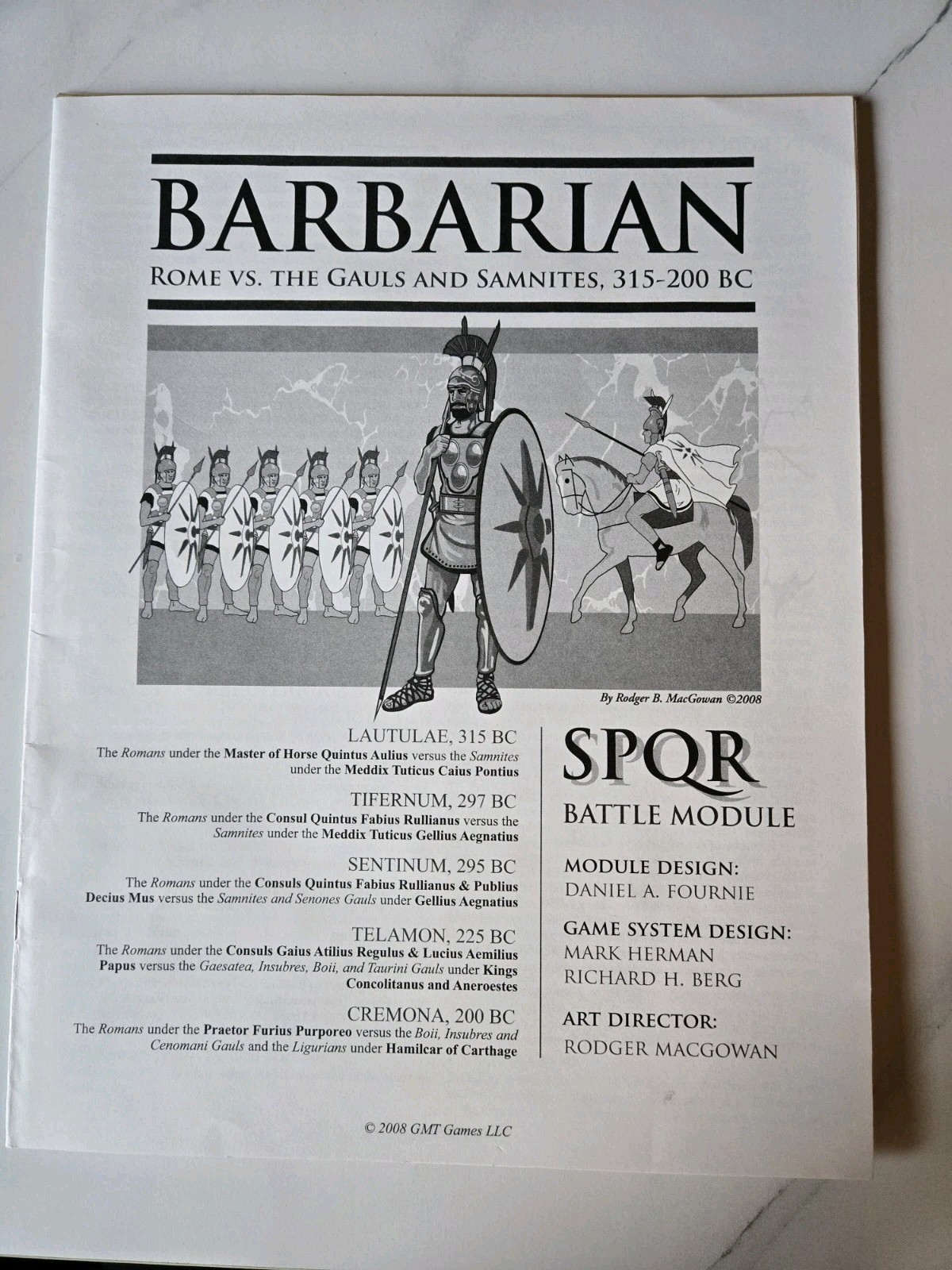 GMT Barbarian: Rome vs. The Gauls and Samnites, 315-200 BC – SPQR Battle Module