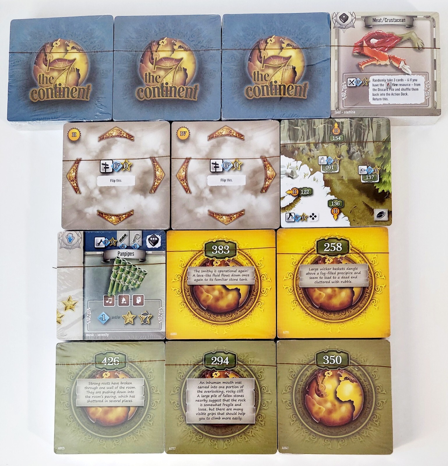 13 Packs of The 7th Continent Replacement Cards for the 2nd Edition