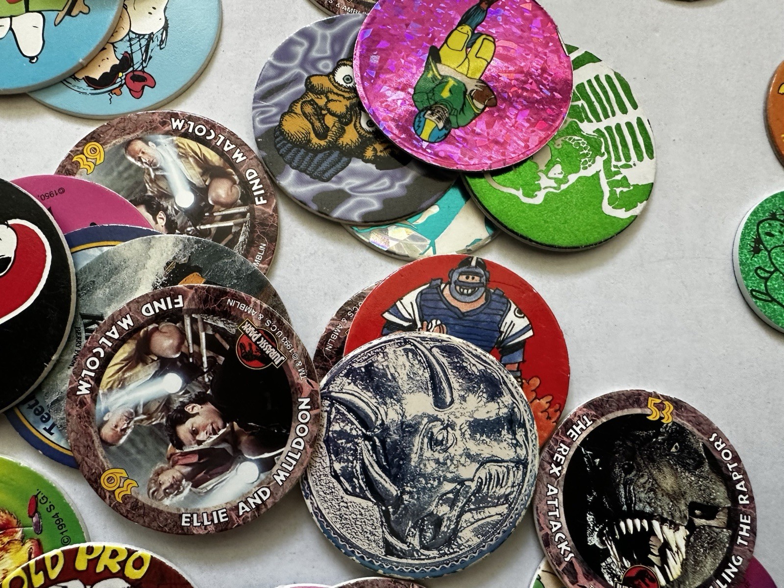 Vintage POG Pogs and Slammers HUGE LOT Plastic Slammers with Various POG Caps