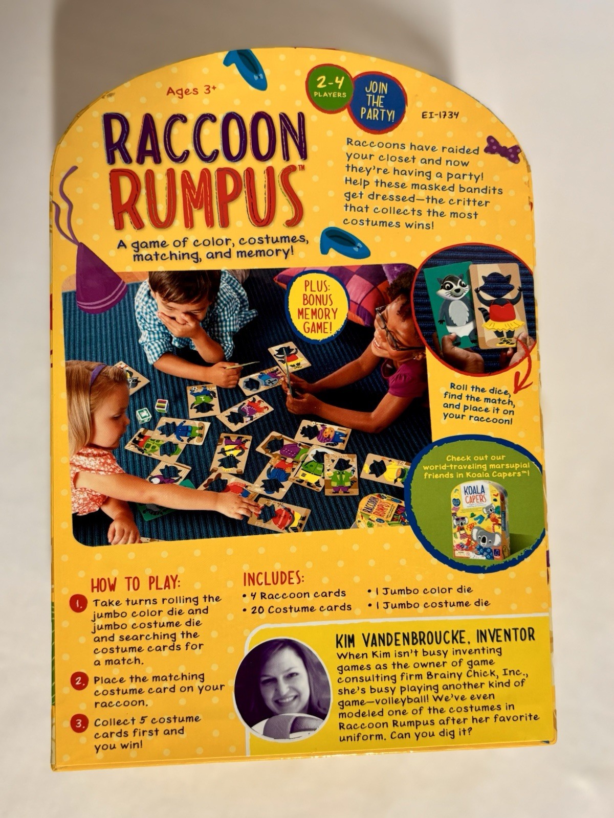 Raccoon Rumpus Game Of Colors Costumes Matching And Memory Ages 3+ Complete