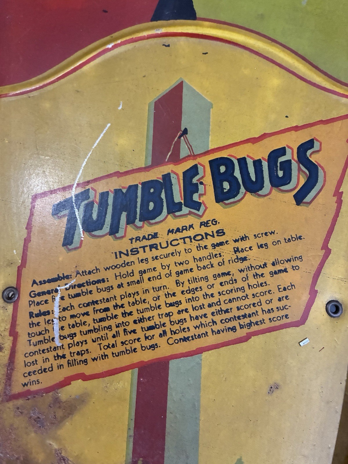 vintage “Tumble Bugs” tabletop game from the early 20th century.