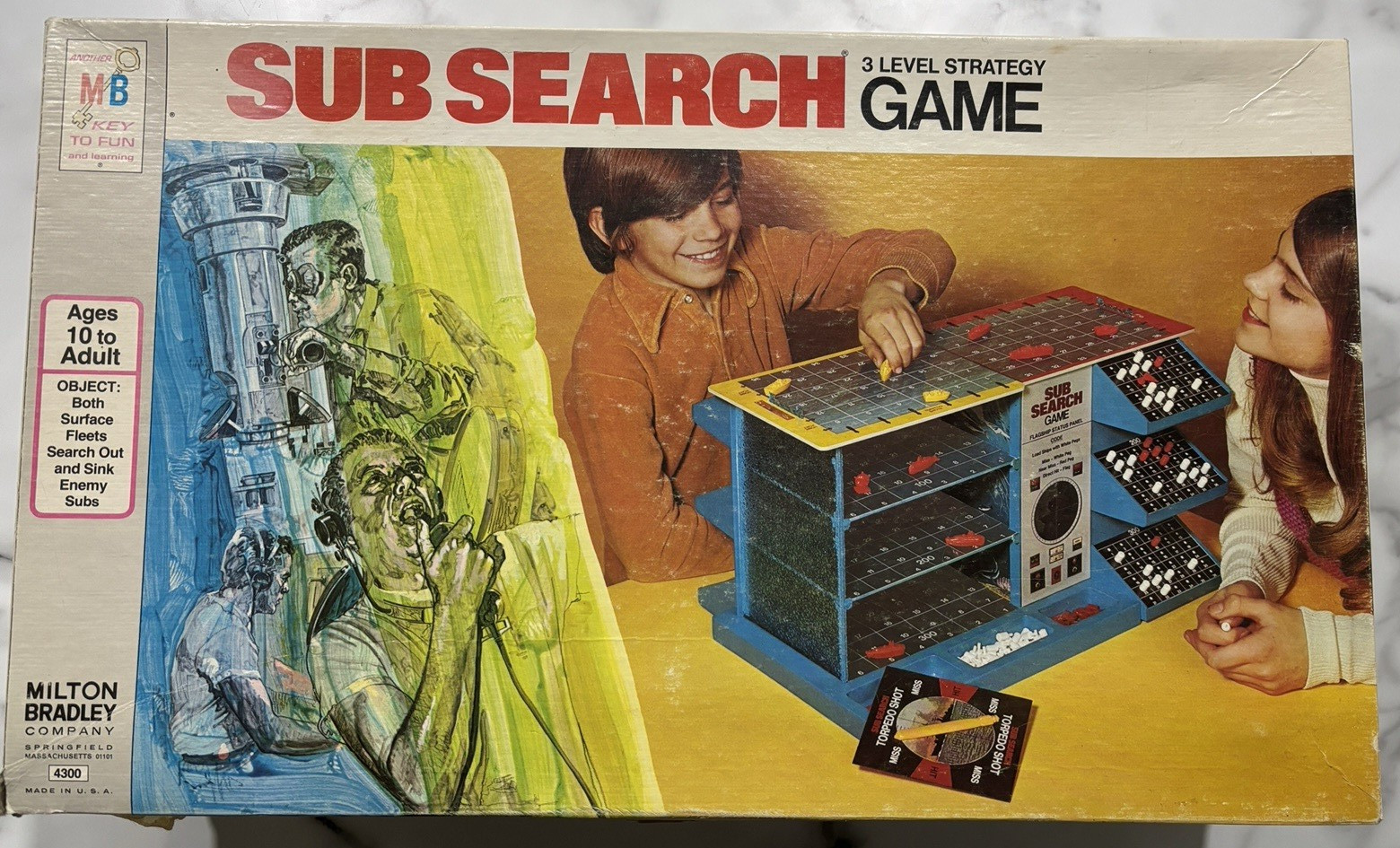 Sub Search Game 3-Level Strategy Milton Bradley 1973 Complete Board Game 4300