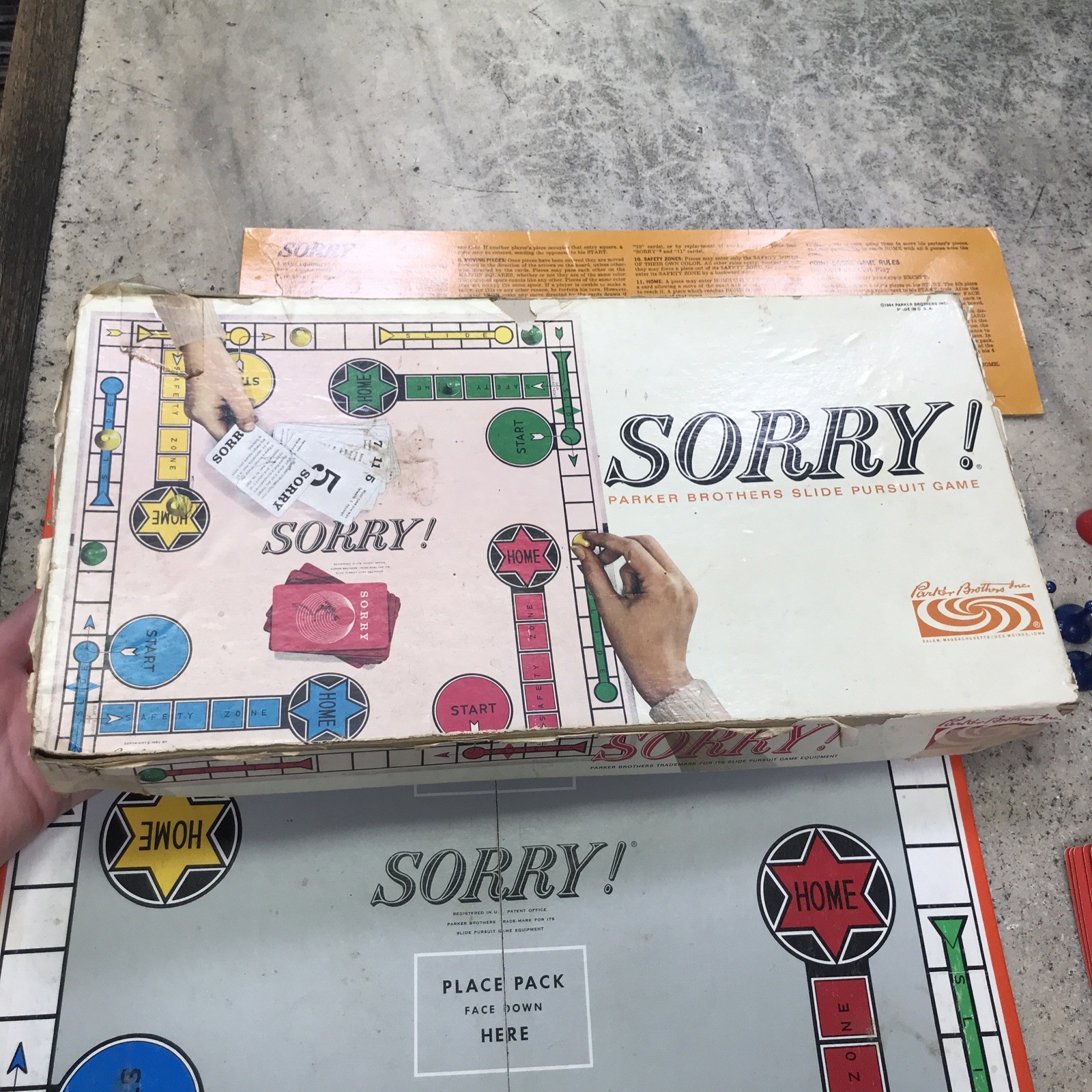 Vintage 1950s 60s SORRY Board Game Parker Brothers 100% Complete – Family Fun!