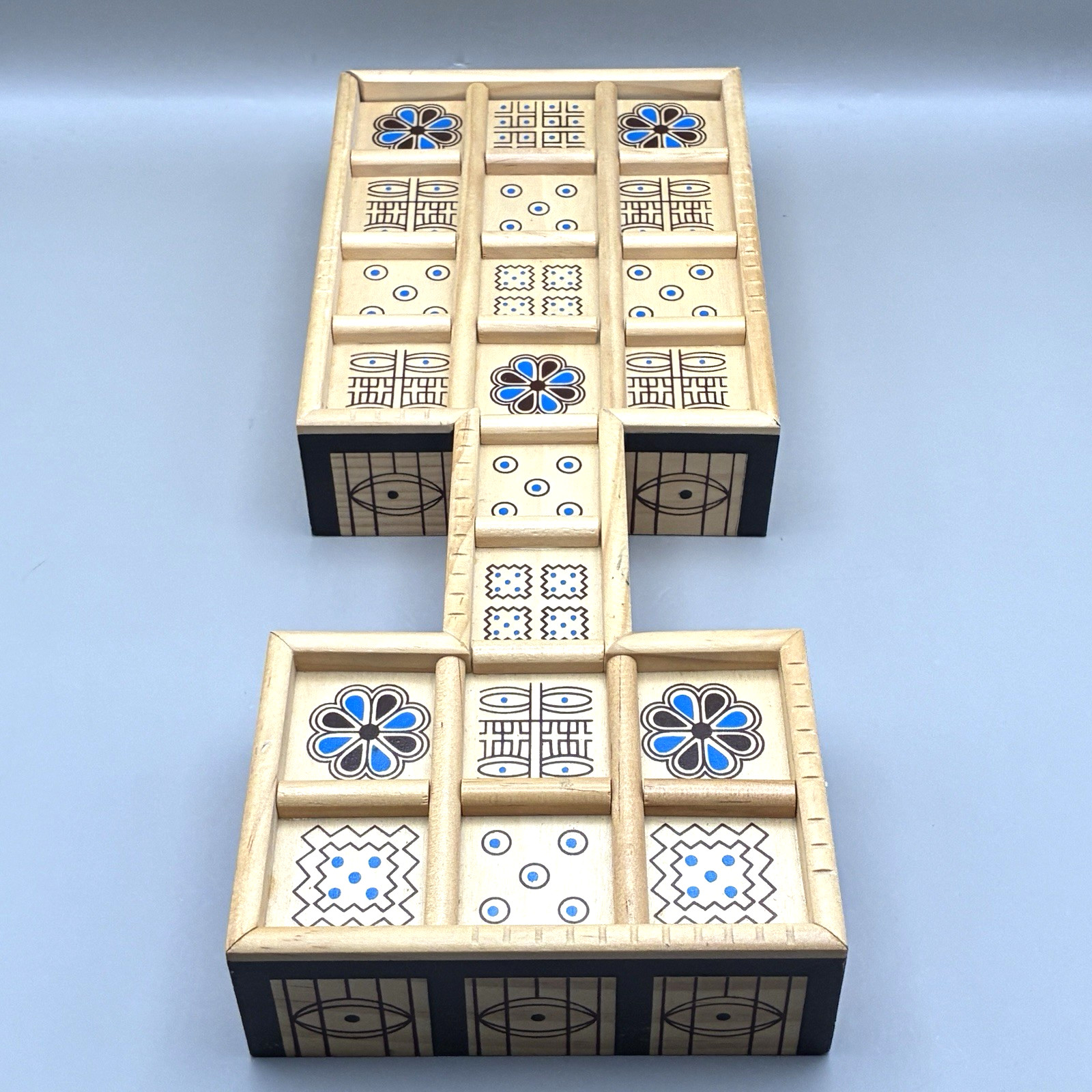 The Royal Game of UR Board Game Ancient Strategy Wood Board w/ Storage Drawer