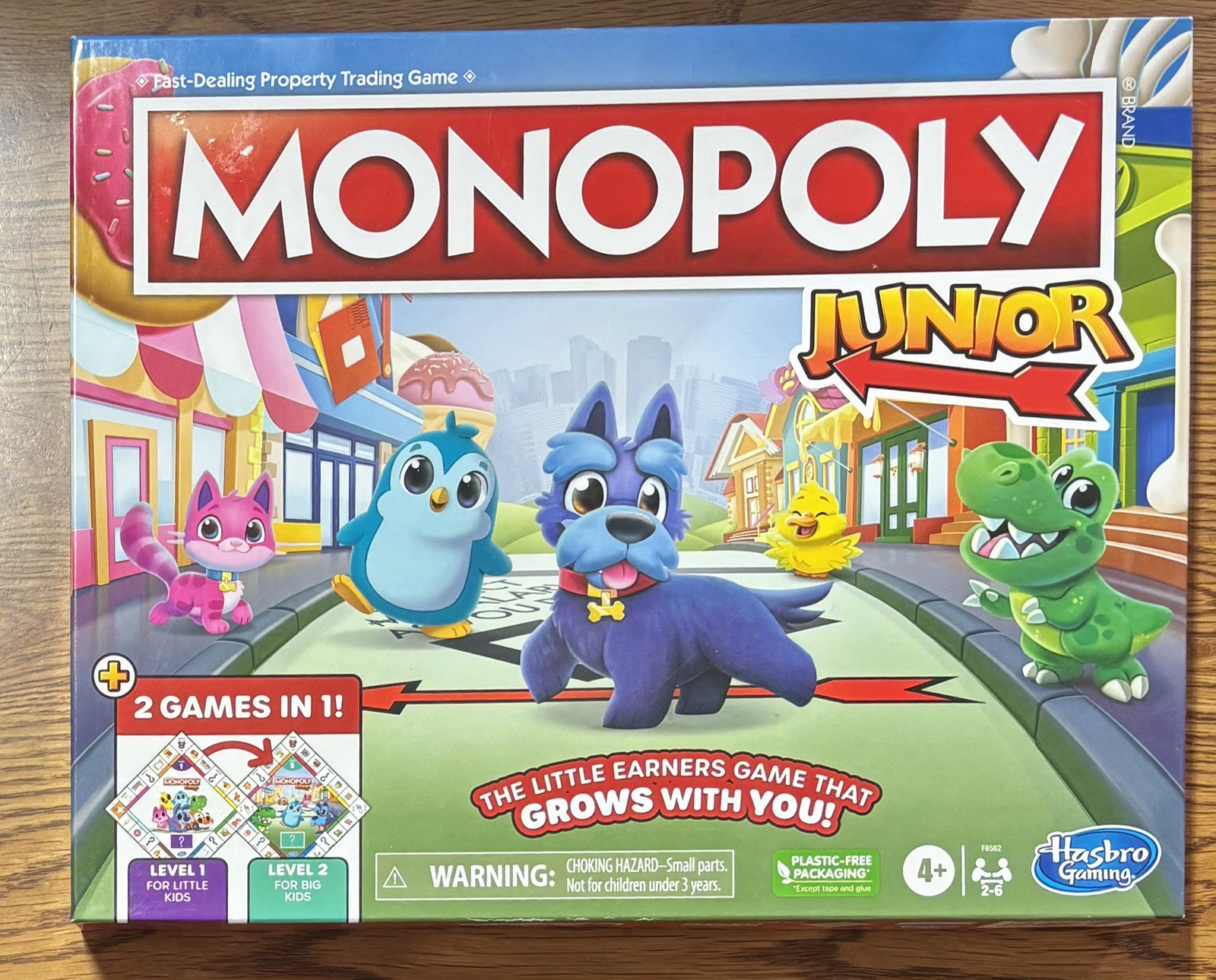 Monopoly Junior Board Game, 2-Sided Gameboard, 2 Games in 1, Monopoly By Hasbro