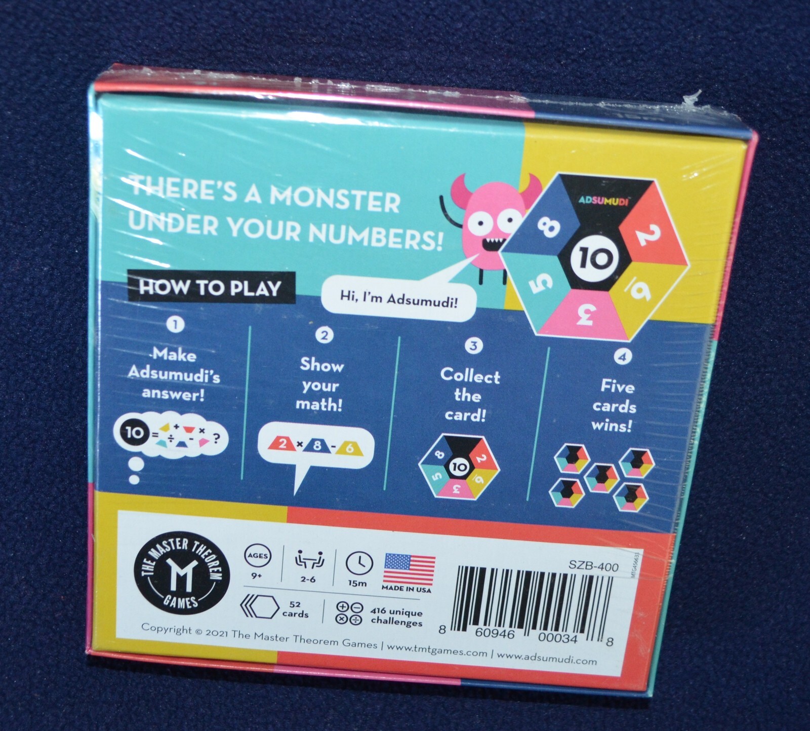 ADSUMUDI Monstrously Fun Game of Creative Mental Math Mater Theorem New Sealed