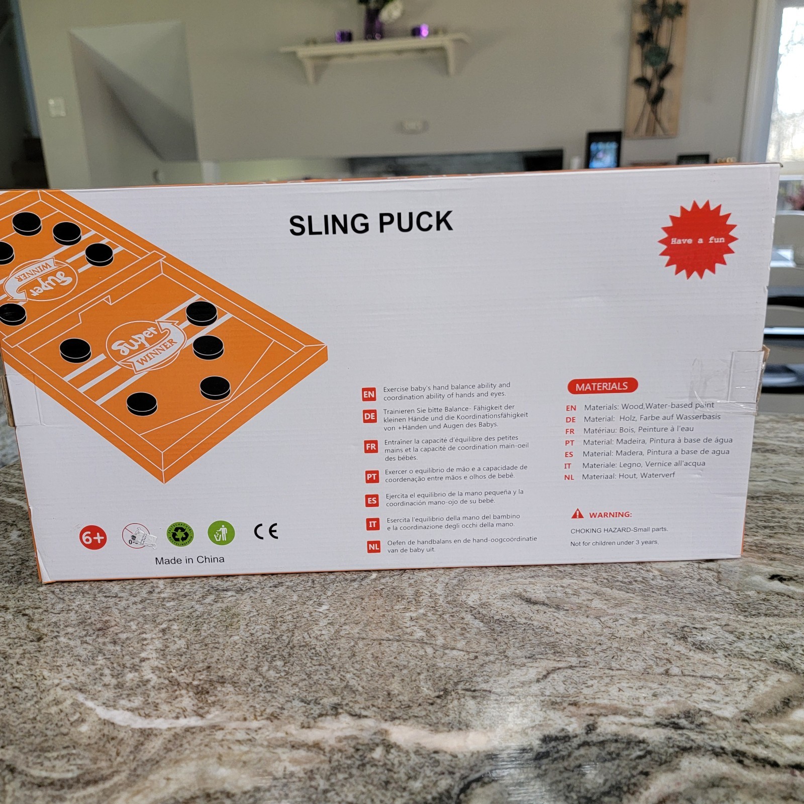 Sling Puck Wooden Fast Sling Hockey Game 2 Player Table Game Open Box New