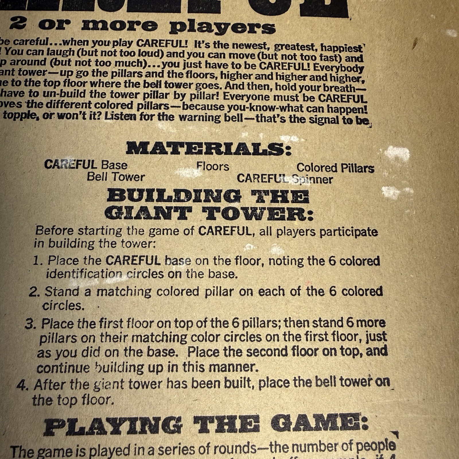 Vintage 1967 Careful The Toppling Tower Game COMPLETE w/ Box