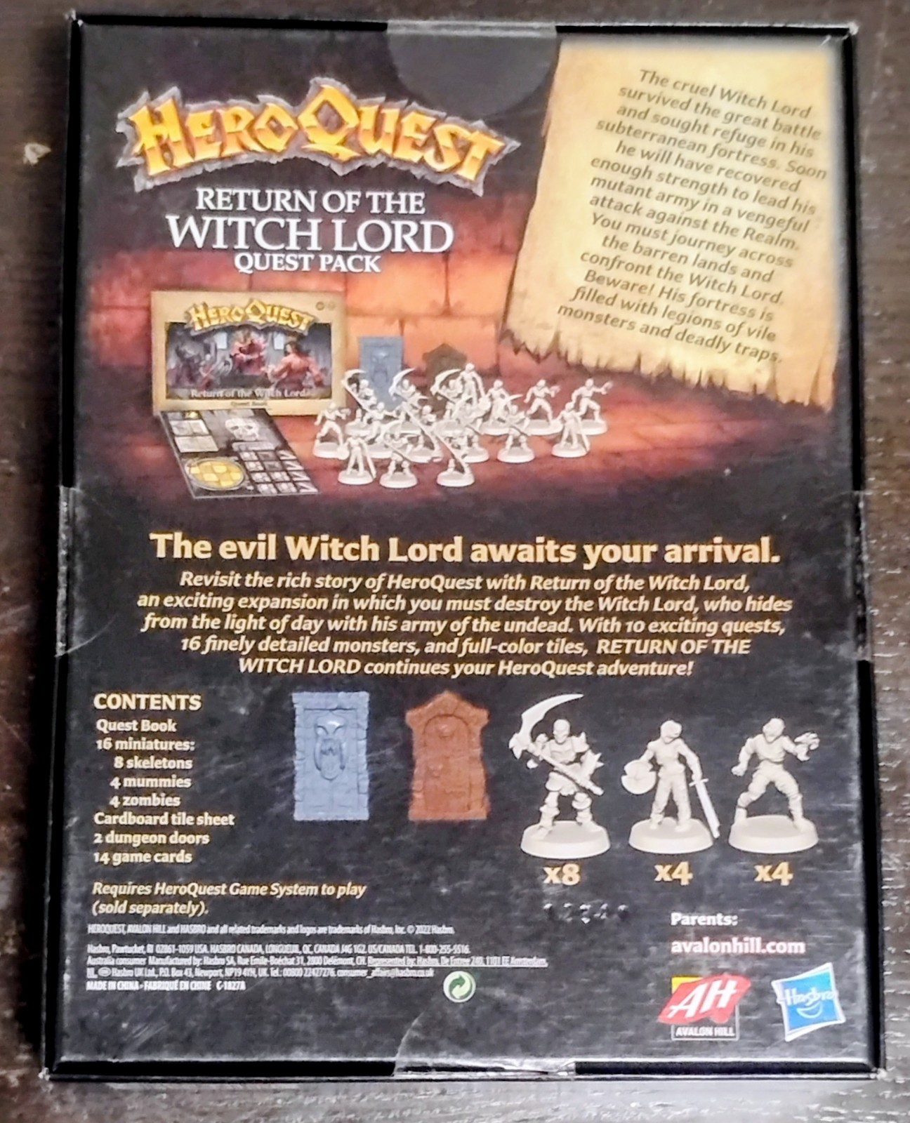 HeroQuest Return of the Witch Lord Quest Pack Expansion Avalon Hill New Sealed