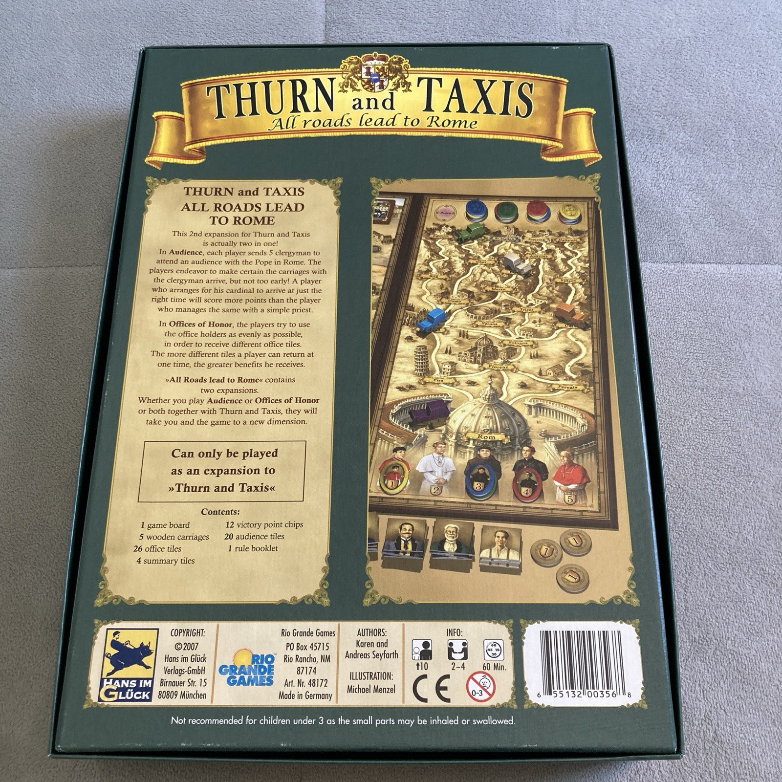 Thurn and Taxis – All Roads Lead to Rome Board Game Expansion – EUC – Complete