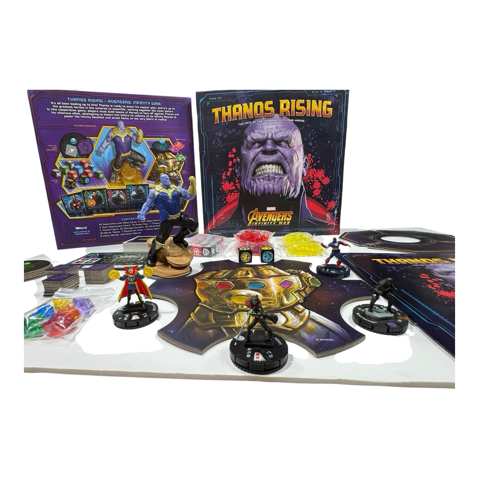 Avengers Infinity War Thanos Rising Marvel Board Game Complete Dice Bonus Pieces