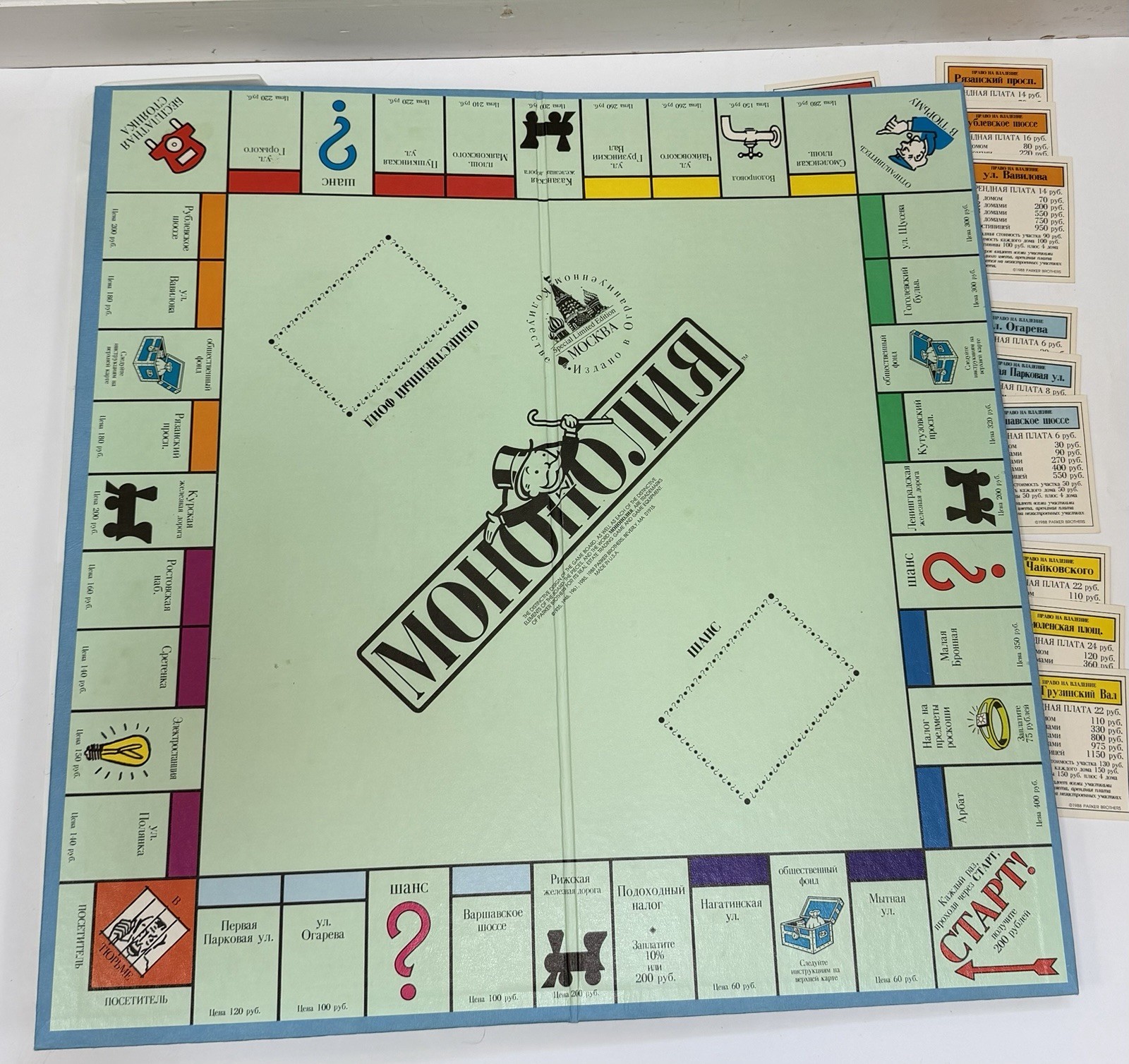 VINTAGE BOARD GAME 1988 Monopoly in Russian (Cyrillic) Parker Brothers COMPLETE