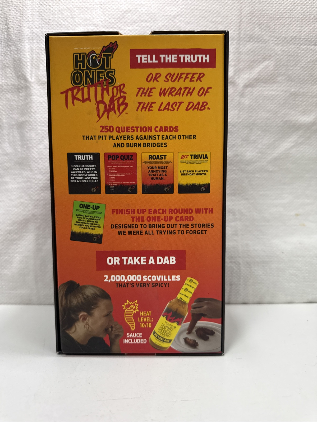 Hot Ones Truth or Dab The Game – (Hot Sauce Missing) Ages 17 Plus 3-6 Players