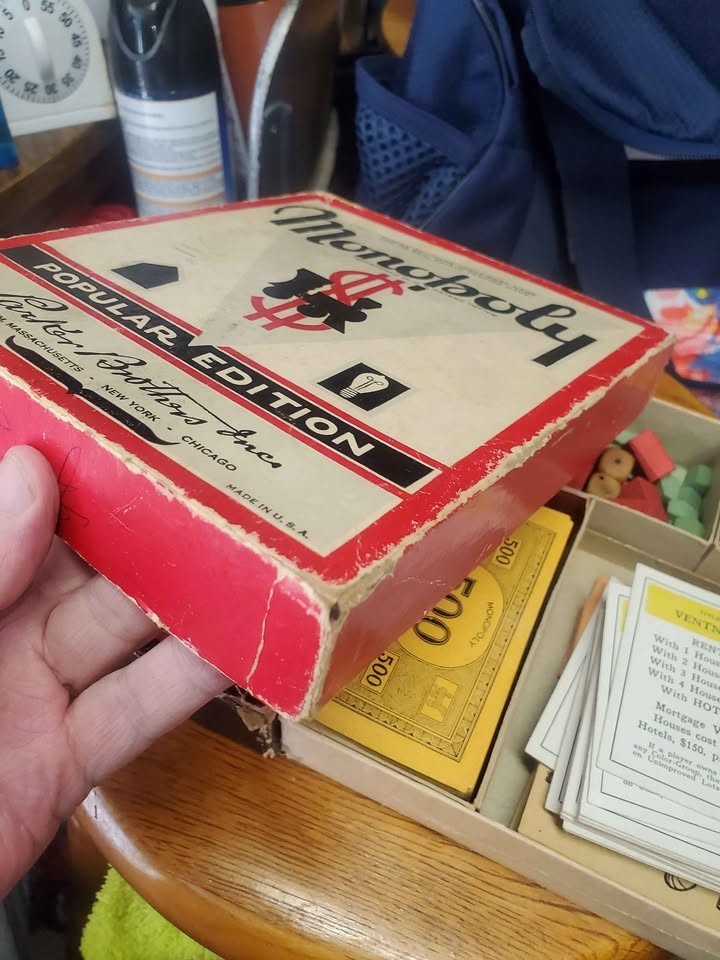2 Vintage 1930s-1940s Monopoly Game Lot Both Sets Pre-War & Wartime Wooden Piece