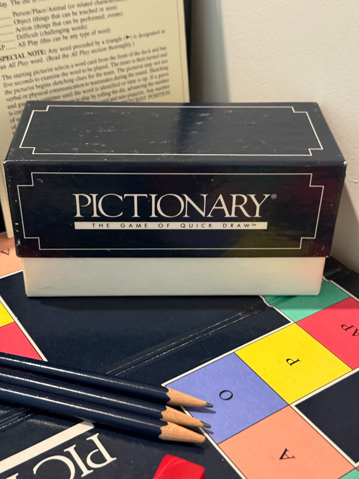 Pictionary 1985 First Edition Board Game Original Box Classic Drawing Game