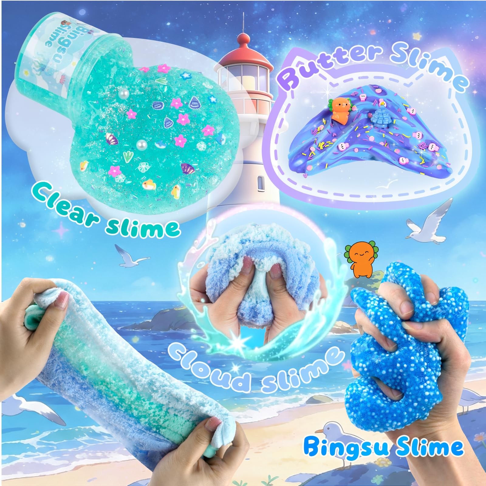 Slime Kit 12 Pack Blue DIY Fluffy Cloud Butter Clear Model 11885 Slimes