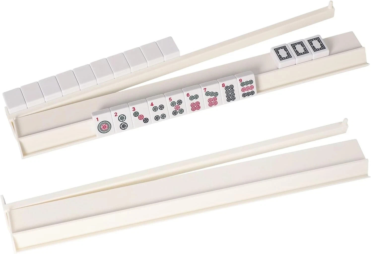 4PCS Mahjong Racks with Pushers White, American Mahjong All-in-one Tile Rack New