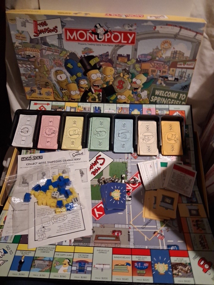 The Simpsons Monopoly 2001 Welcome To Springfield Board Game 100% Complete