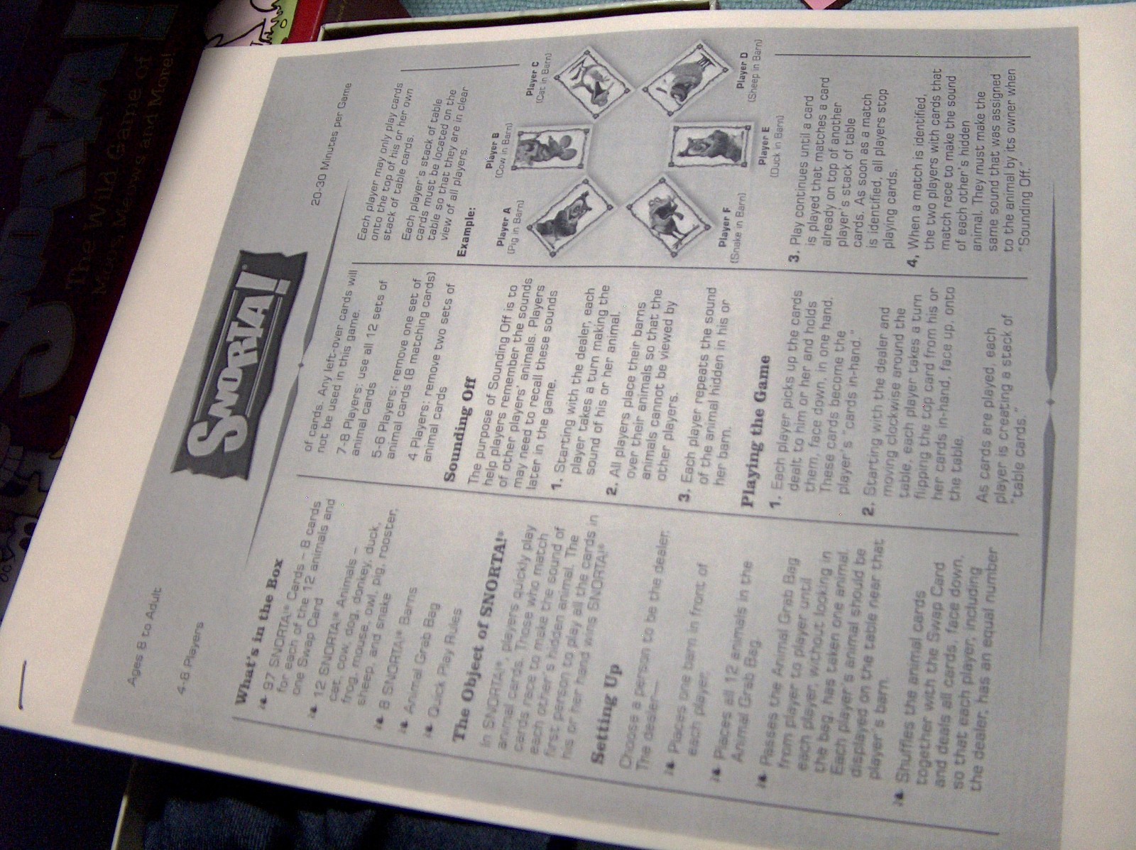 Snorta! The Wild Game of Moos Meows and More COMPLETE Out of the Box Games 2004