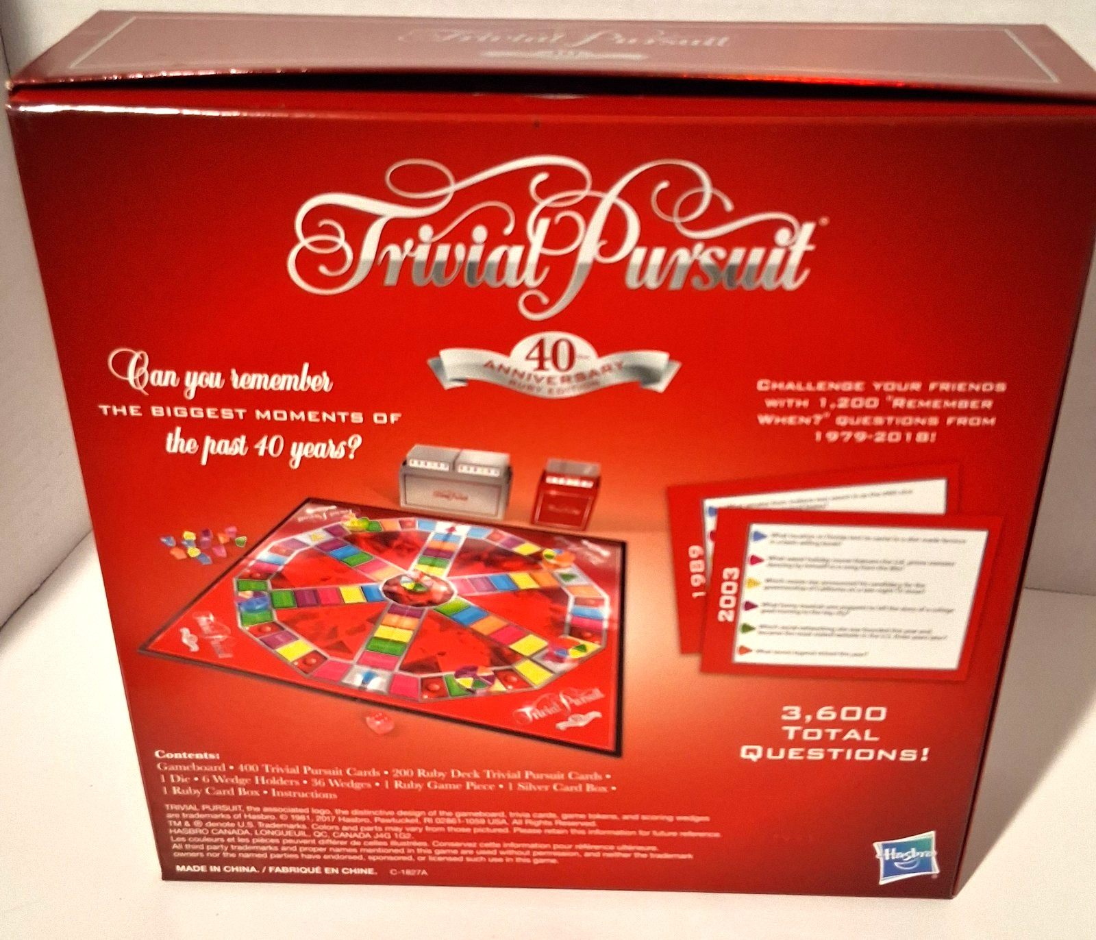 Trivial Pursuit 40th Anniversary Ruby Edition. Open Box. Never Played.