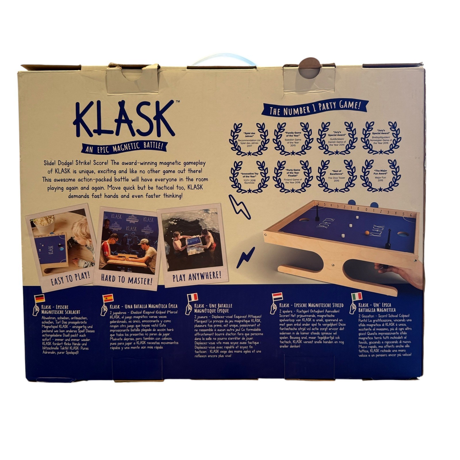 KLASK Magnetic Battle Board Game Award Winning Tabletop Strategy Game Blue