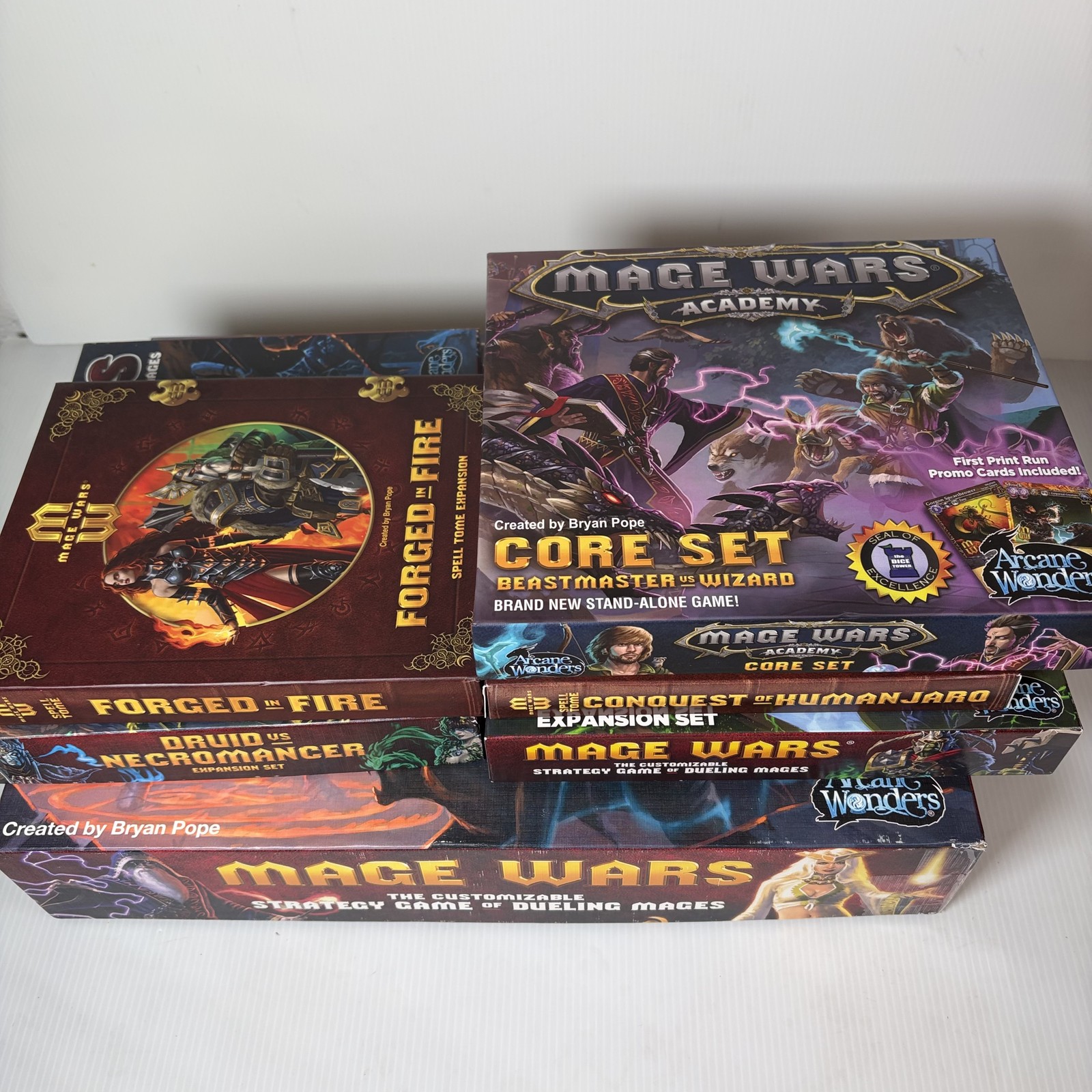 Mage Wars Academy Core Set & Expansions Lot Forged in Fire, Druid vs Necro &More