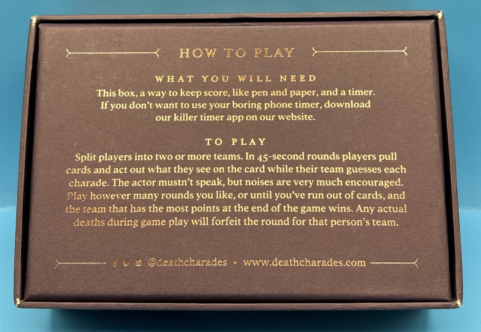 Death Charades Party Card Game – Open Box, Complete, Played Once