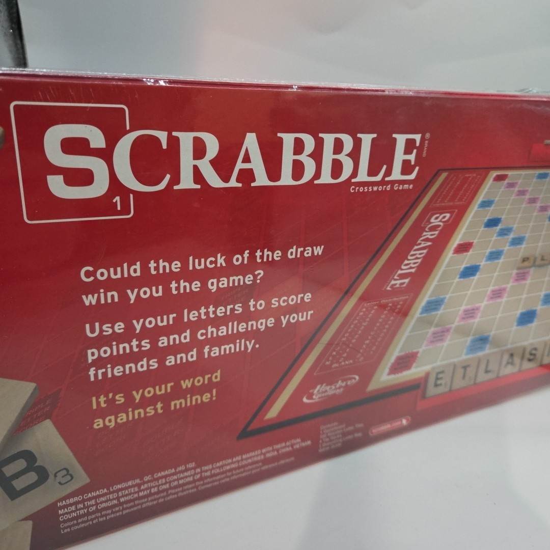 Hasbro Gaming SCRABBLE Board Game, Wooden Tiles Made in USA, 2 Players, Ages 8+