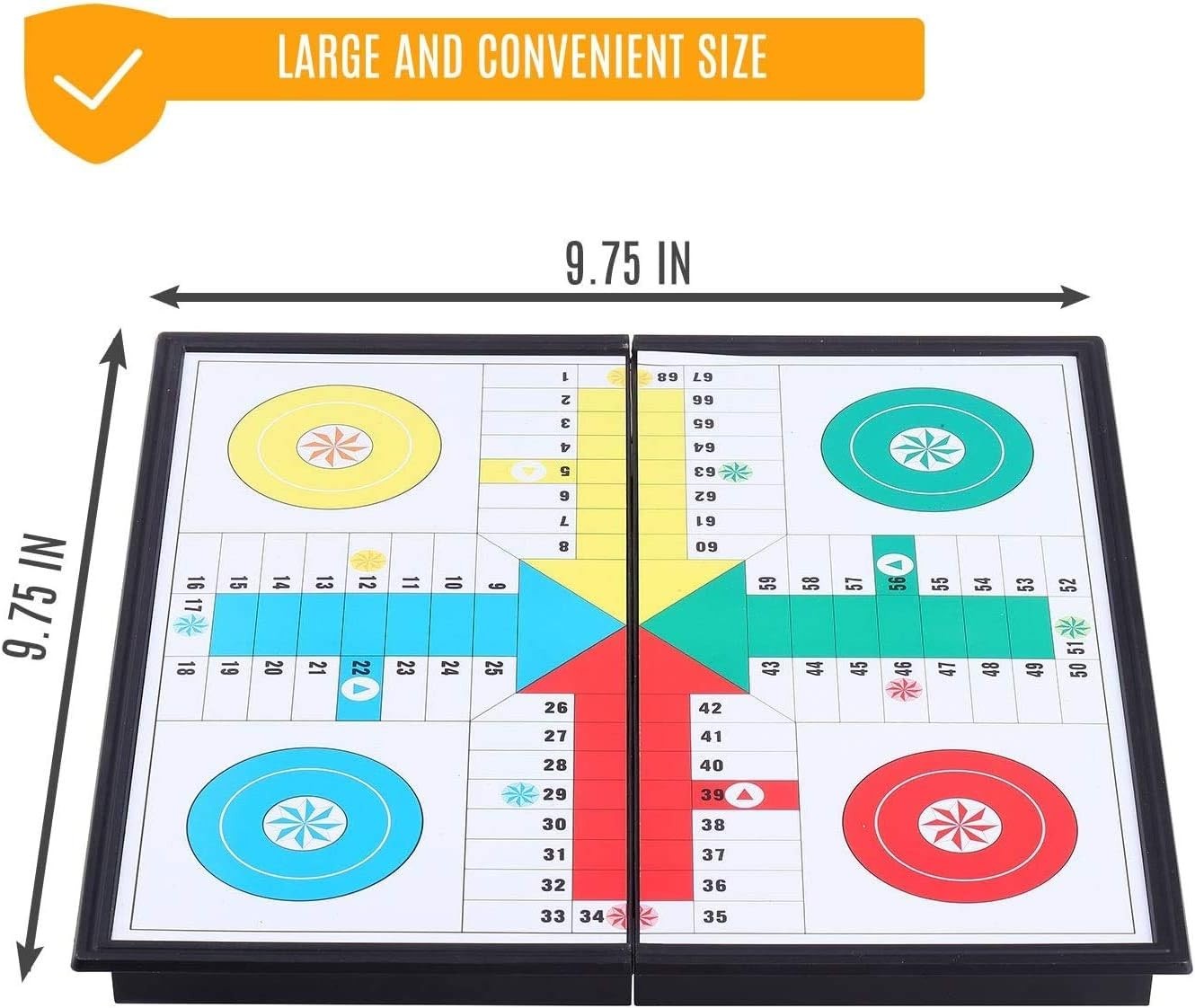 Magnetic Ludo Traditional Board Brain Game 9.7 X 9.7 in Travel Size Family Time