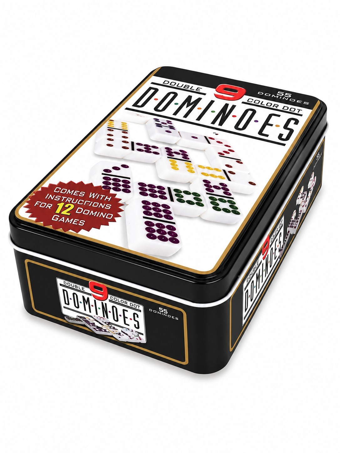 Double Nine 9 Doble Nueve Dominoes Traditional Board Game Color Dots New.
