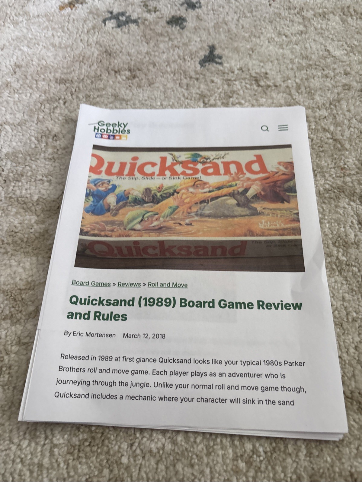 Quicksand The Slip, Slide or Sink Board Game Parker Brothers VTG 1989 Complete