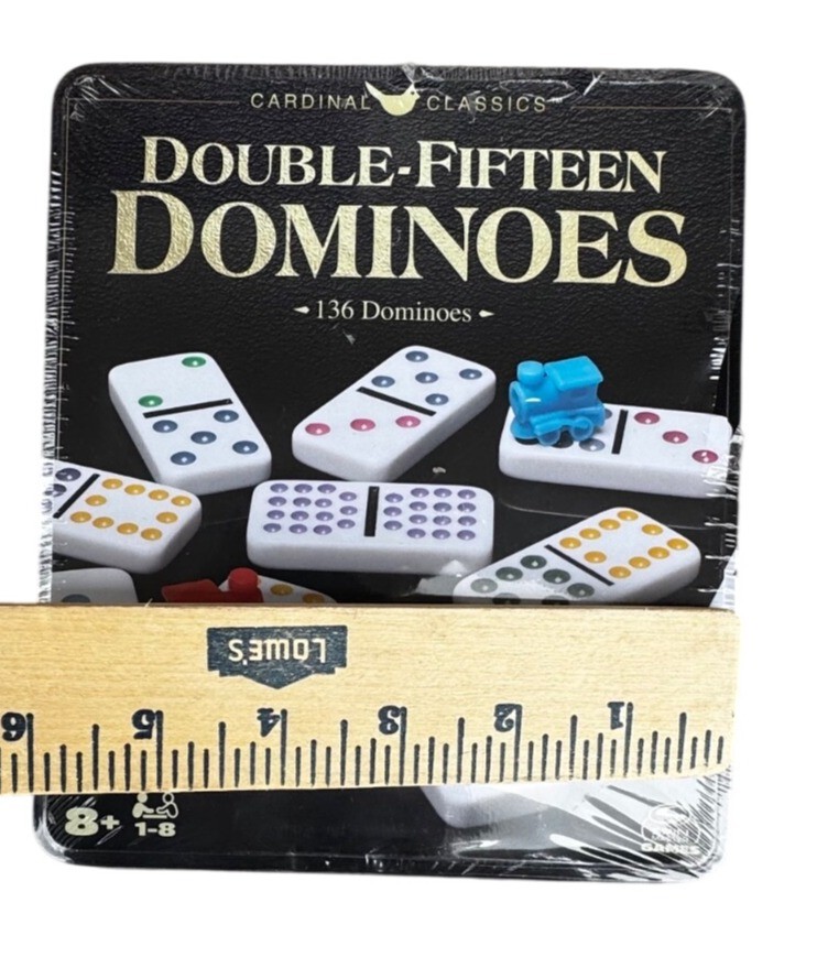 Cardinal Classics Double 15 Dominoes Set in Tin Family Game Ages 8+ 2-6 Players