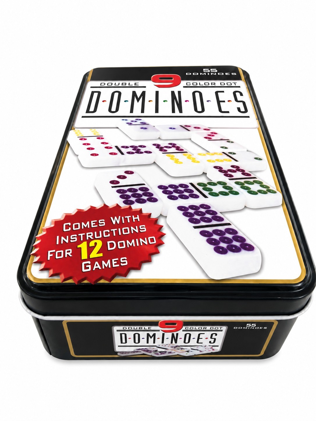 Double Nine 9 Doble Nueve Dominoes Traditional Board Game Color Dots New.