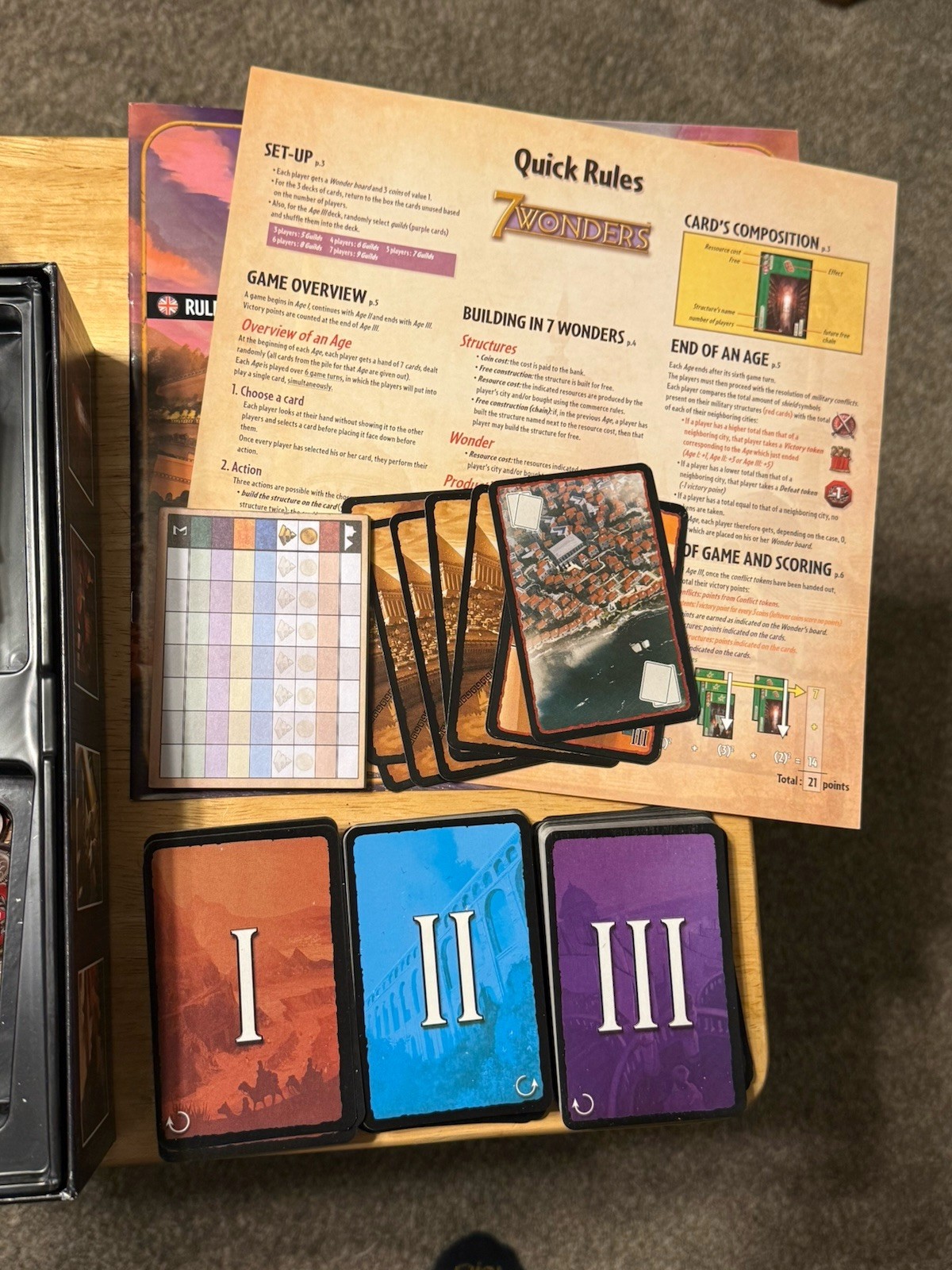 7 Wonders Board Game With Leaders Expansion 2-7 Players Complete And New