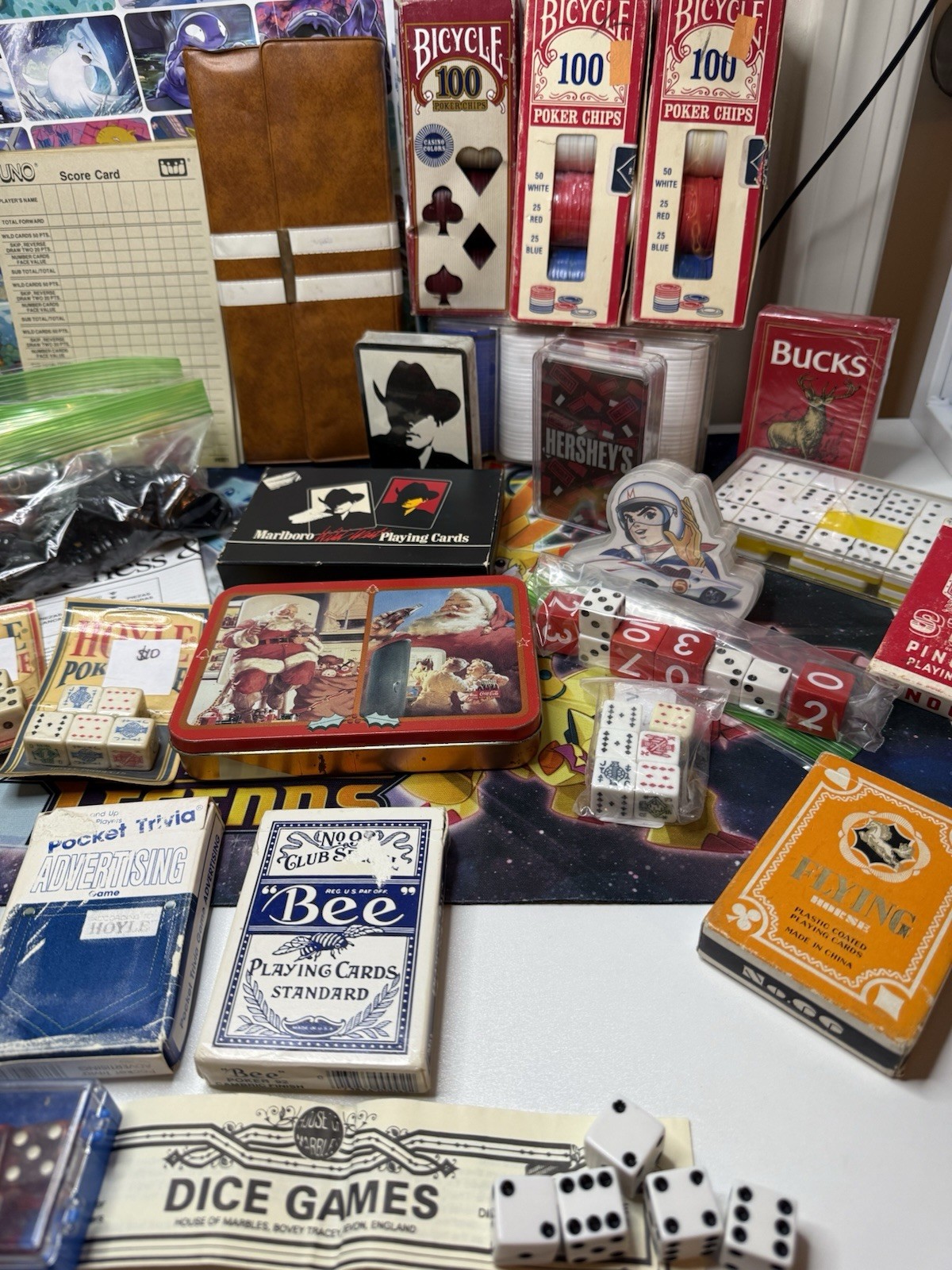Huge Vintage Card Game & Casino Lot Dice Dominos Chess Checkers Bridge Chips