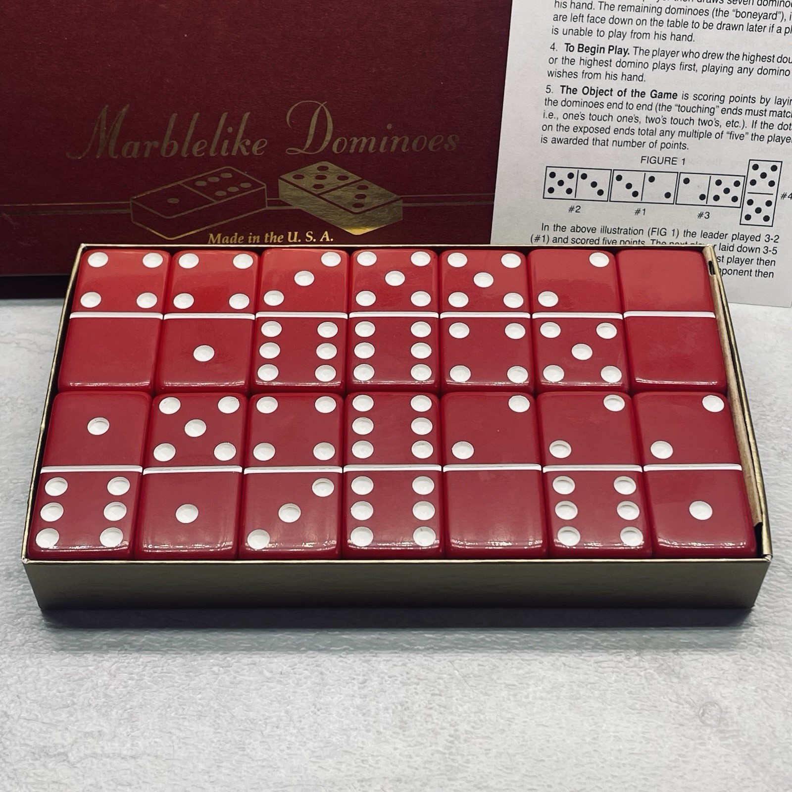 Puremco Marblelike Dominoes Red Tournament Large Face Extra Thick