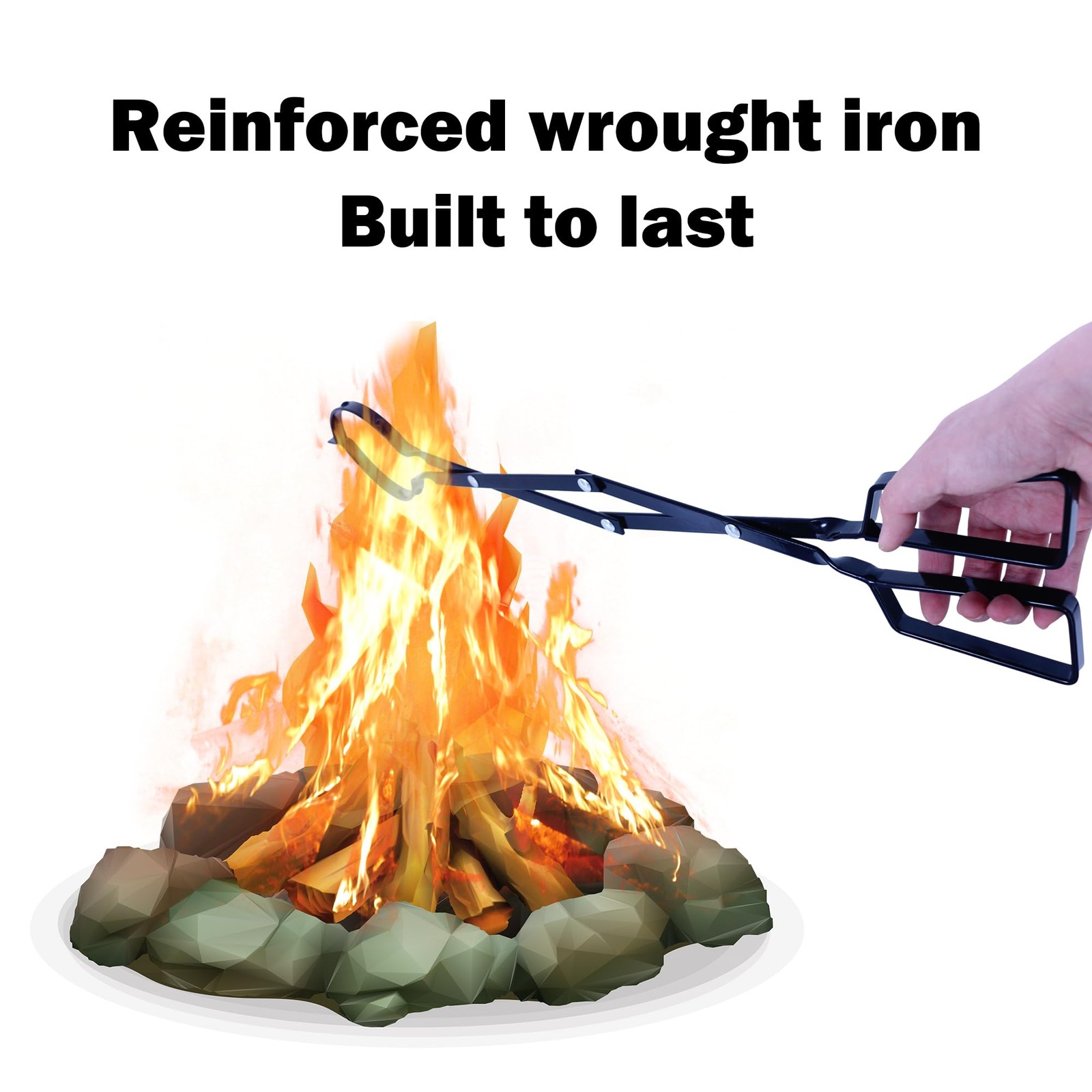 Atlantic Fire Tongs for Fireplace or Pit- Reinforced Wrought Iron 12″, Black
