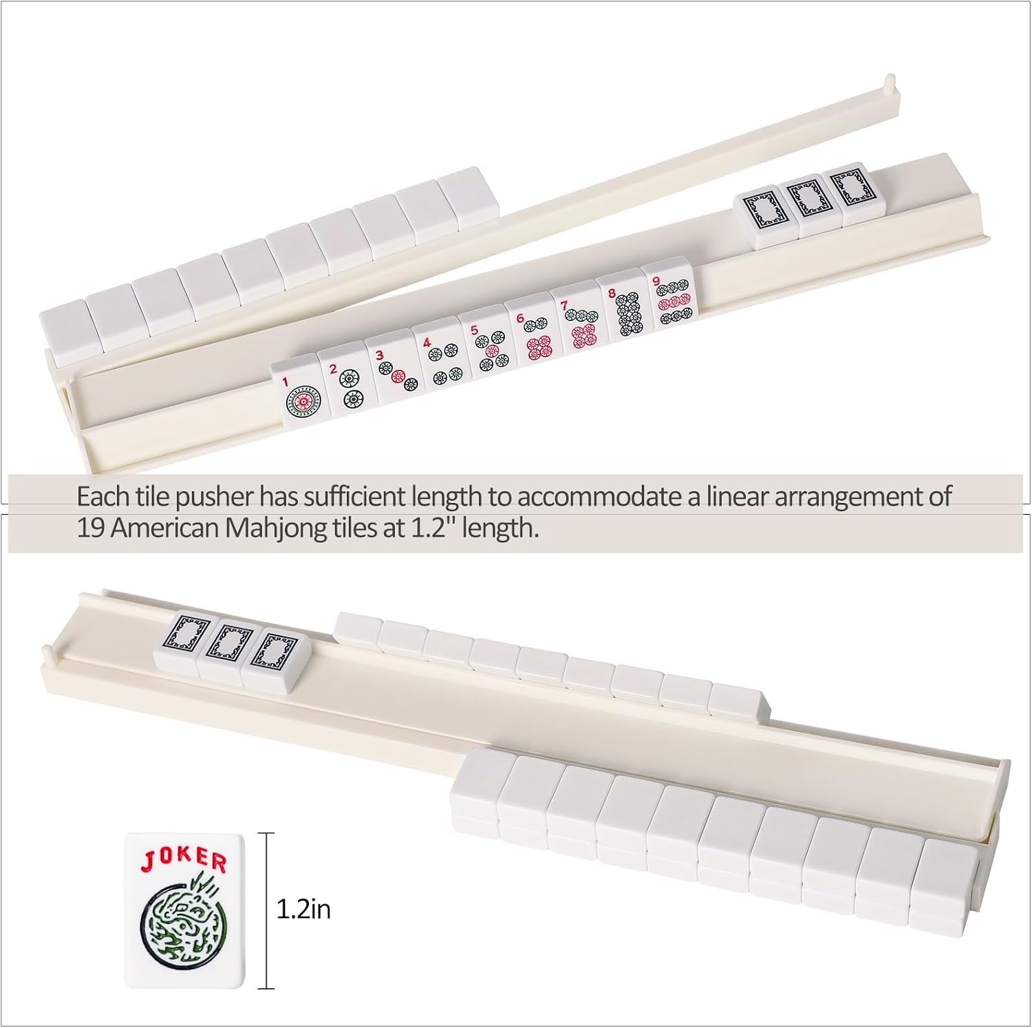 4PCS Mahjong Racks with Pushers White, American Mahjong All-in-one Tile Rack
