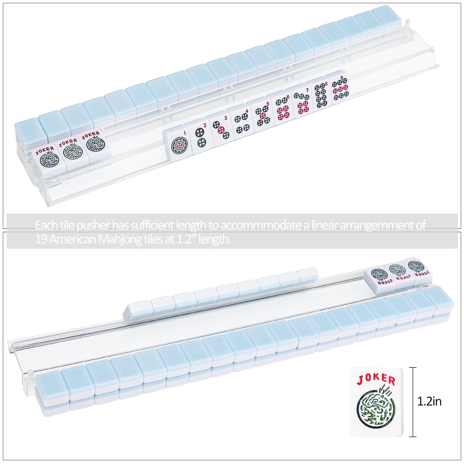 4PCS Clear Mahjong Racks with Pushers for 166 American Mahjong Tiles, Mahjong…