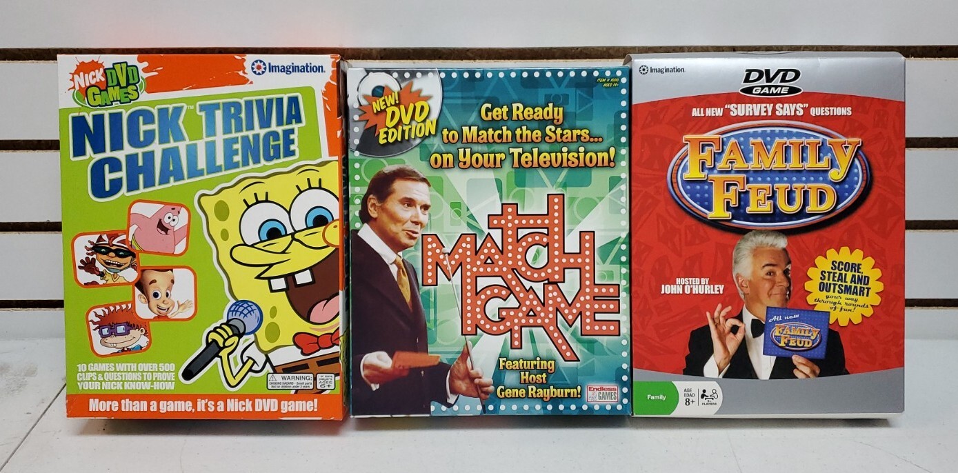 Lot Of 3 DVD Edition Games: The Match Game, Family Feud, & Nick Trivia Challenge