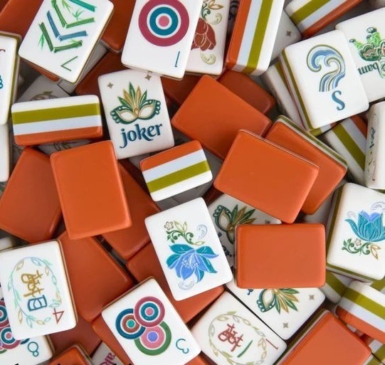 NEW! Vibrant Layered Mahjong Tiles – Full American Set 160Tiles – Orange acrylic