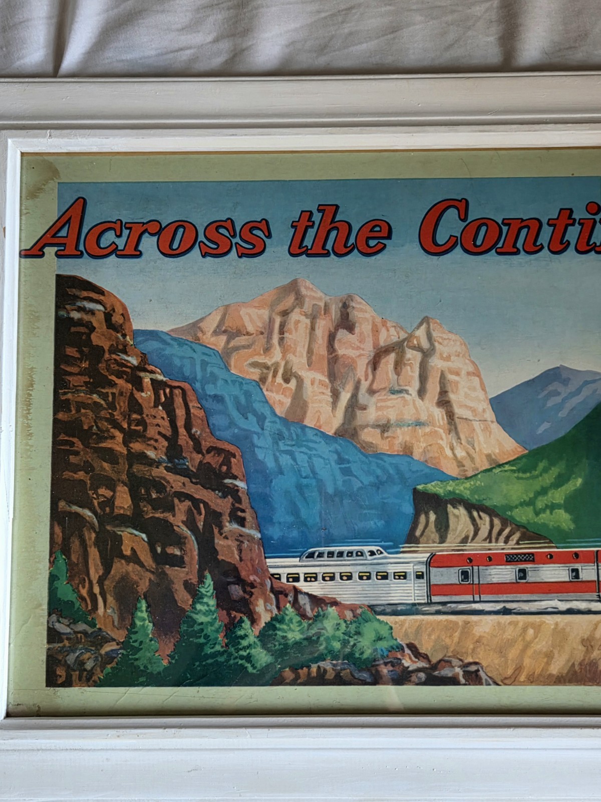 Vintage Framed Board Game Box Lid “Across The Continent ” Train Gaming Decor